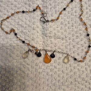 Elegant Multi-Color Gem Stones On Sterling Beaded Necklace